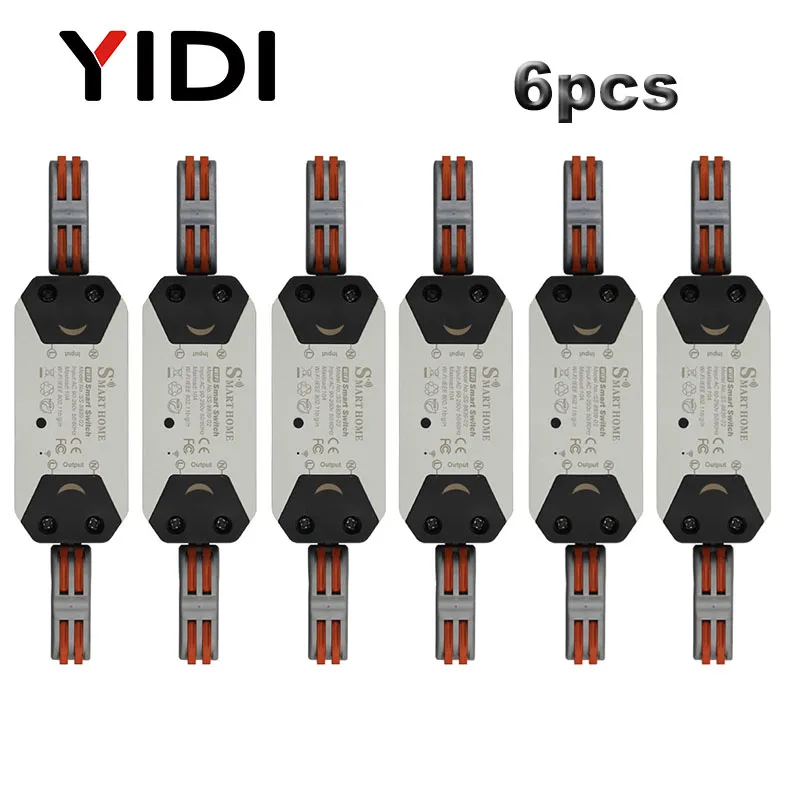 6pcs WiFi умный светильник, универсальный таймер выключателя, беспроводное приложение Smart life Tuya, пульт дистанционного управления - Цвет: 6pcs