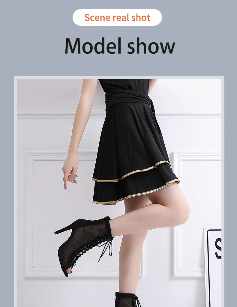 Women Dance Boots For Ladies High Heel Flannel Ballroom Modern Dance Shoes Black  Gilrs Soft Sole Bachata Salsa Dancing Shoes