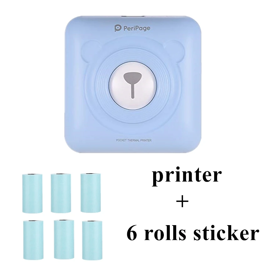 Blue 6 sticker Мини-портативные принтеры с Bluetooth термальный фотопринтер карманный мобильный телефон ручной печати этикеток - Цвет: Blue 6 sticker