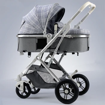 

Luxury Lightweight Stroller High Landscape Baby Stroller 3 in 1 Portable Reversible Stroller 3 in 1 Travel Pram Baby Pushchair