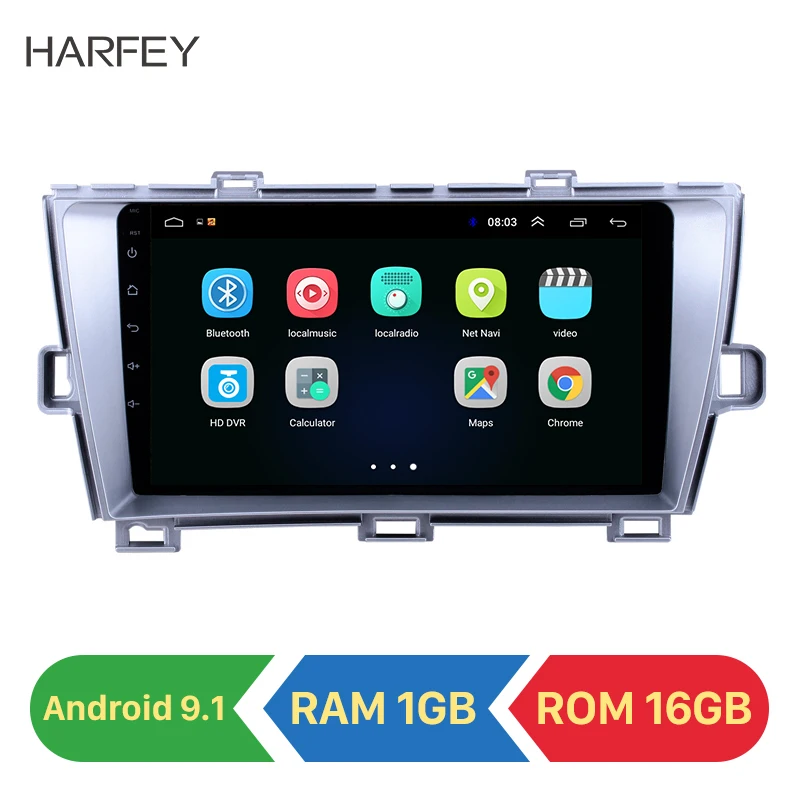 Harfey автомобильный Android 9,1 gps Радио " HD для Toyota Prius 2009-2013 RHD с HD сенсорным экраном Bluetooth Поддержка Carplay Цифровое ТВ