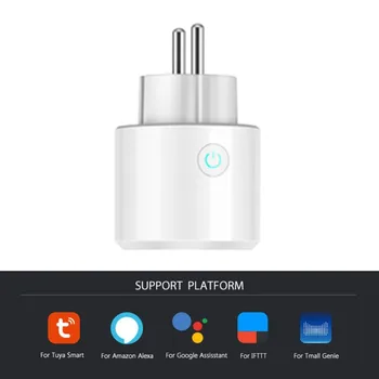 

EU type 2.4G wifi wireless plug power monitor on tuya smart life app support Alexa and google assistant Energy saving electric