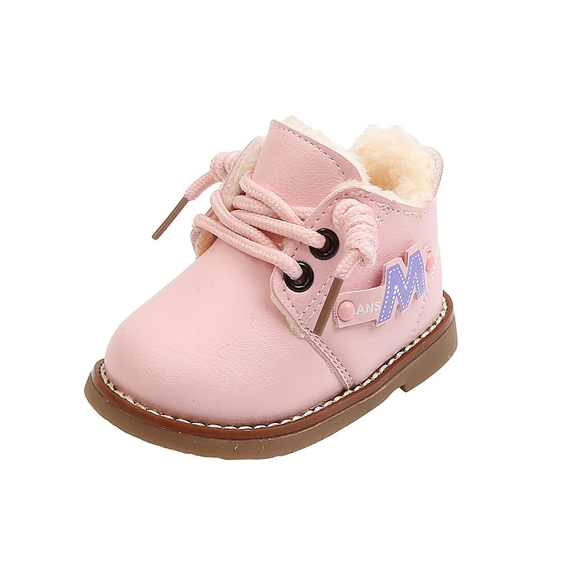 

Black Baby Boy Home Crib Shoes 2 Years Pink Toddler Girl Fur Winter Boots Newbron Kids Infant New Style Babies Short Boot D10204
