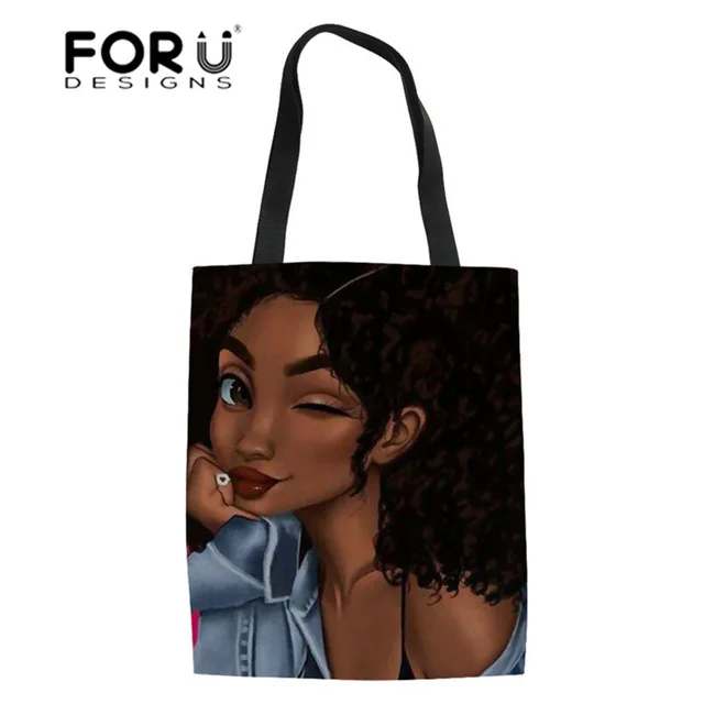 FORUDESIGNS/Винтажные африканские льняные повседневные женские сумки, многоразовые сумки для покупок, черные прочные сумки для афро леди и девушек - Цвет: Слоновая кость