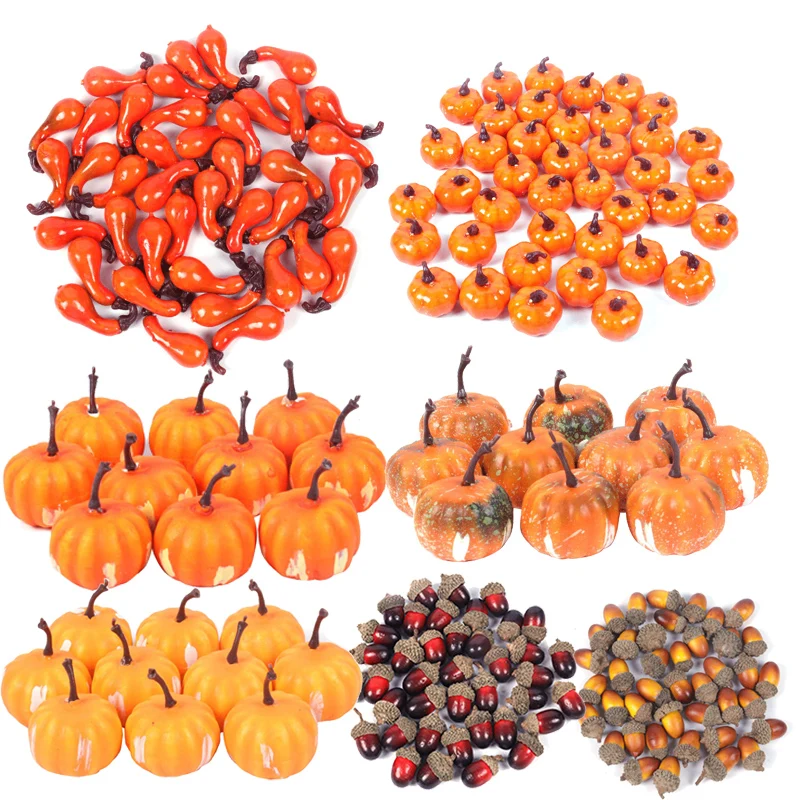 Mini Simulation Artificial Pumpkin Happy Halloween Decoration Prop Fall Harvest Wreath Autumn Wedding Decoration Thanksgiving food model food photography props kitchen food toys vegetable ornaments artificial pumpkin decoration