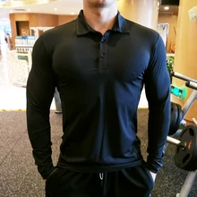 Camiseta esportiva de secagem rápida, camiseta de compressão de manga comprida para ginástica, modelagem apertada, masculina