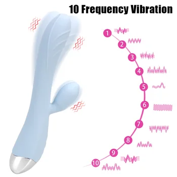 10 Frequency Dildo Vibrator Rabbit Vibrator Wand Sex Toys for Women Female Masturbator Dual Motor G Spot Clitoris Stimulator 2