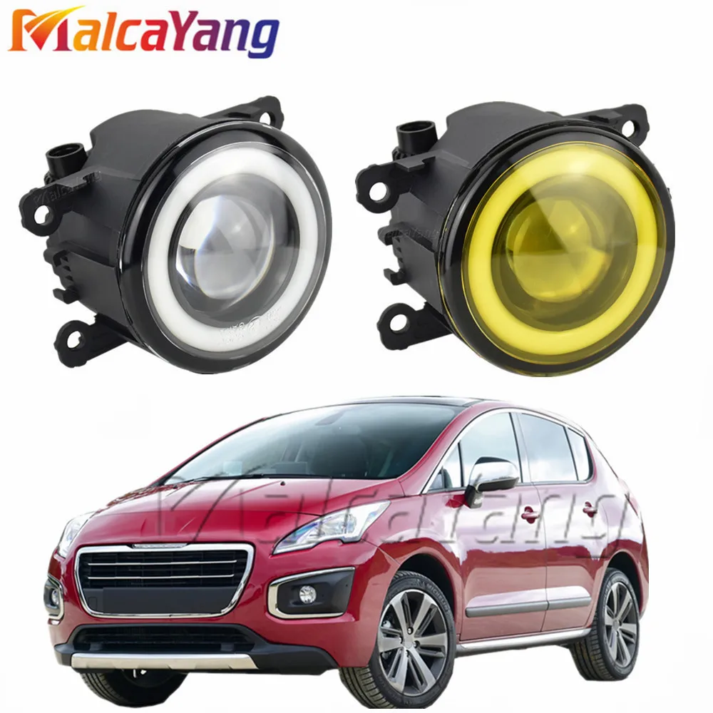 2 шт./пара Ангел глаз с светодиодный Противотуманные фары для Peugeot 207 307 407 607 3008 SW CC