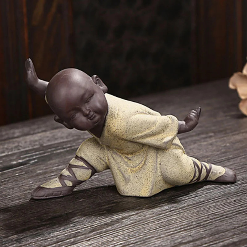 Creative Tea Pet Decoration Piece, Kung Fu Little Monk Boutique, Large Color Sand Pottery, Purple Kung Fu