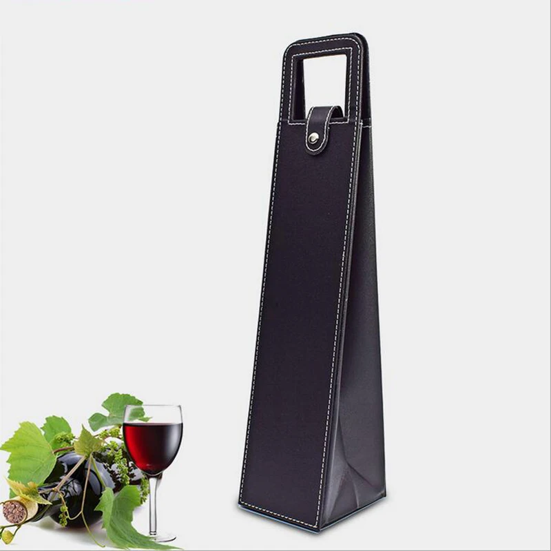 Red Wine Leather Single Portable Packaging Box Single Wine Box Red Bag