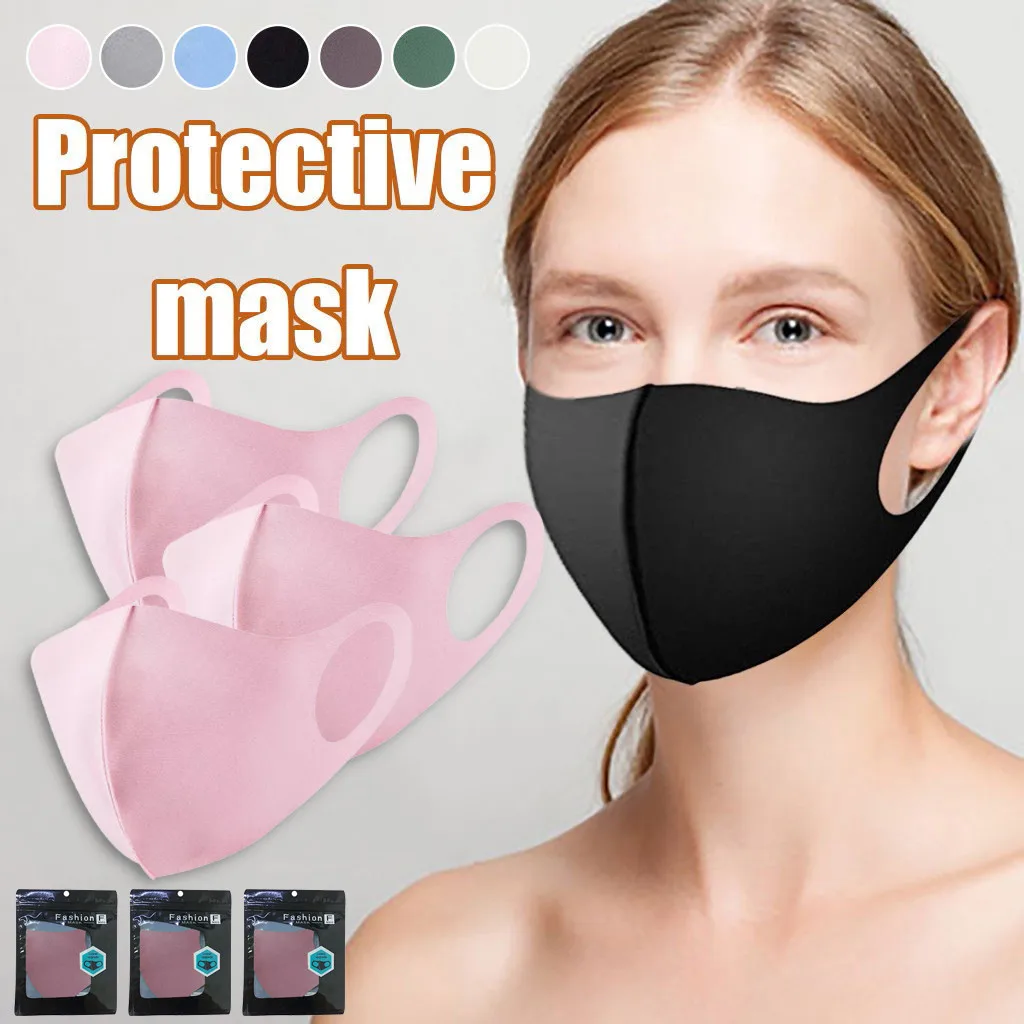 3 Layer Health Cycling Anti-Dust Cotton Mouth Face Mask Respirator Men Women 3PC black face mask Mascarillas Mouth caps washable