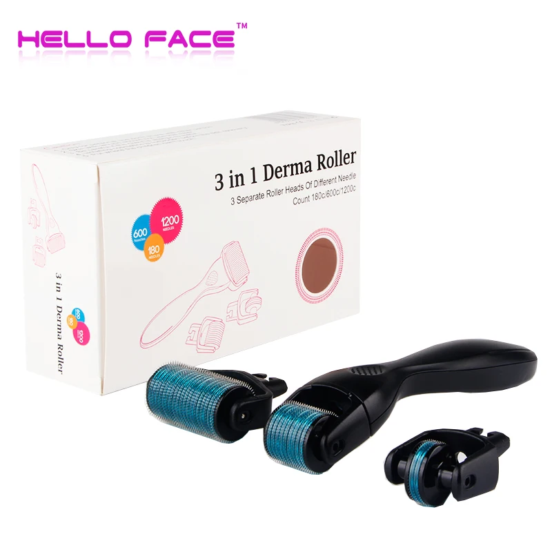 

DRS 3 in 1 Derma Roller 180/600/1200 Needles MicroNeedle Therapy Dermaroller Kits For Skin Care Rejuvenation Treatment