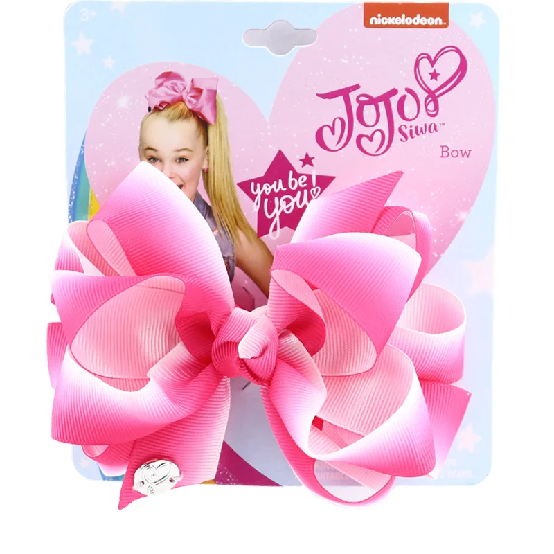 5 ''Jojo Siwa большие банты с зажимы типа «крокодил», детский стразы зажим для волос Cheer фирма Jojo Bow Grosgran аксессуары для волос, подарок на Рождество - Цвет: 7