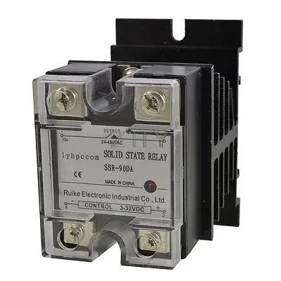 

DC 3-32V to AC 24-480V 90A Single Phase SSR Solid State Relay w Heat Sink