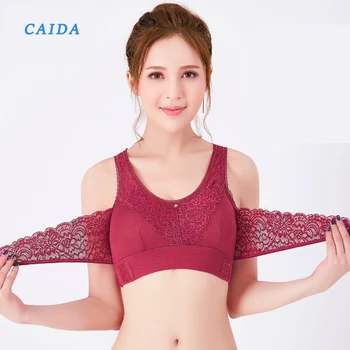 

CAIDA Push Up Shakeproof Bra Top Women Plus Size Full Cup Wire Free Front Closure Everyday Breathable