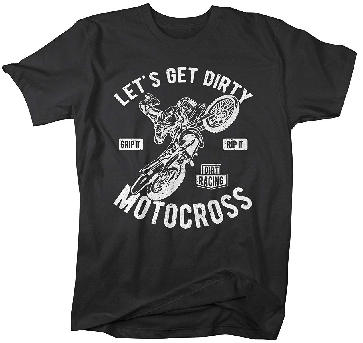 Men Funny Motocross T-Shirt Let Get Dirty Dirt Bike Shirt Creative Casual Short Sleeve T Novelty Tees |