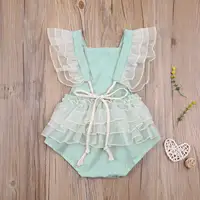 Princess Infant Baby Girls Lace embroidered Romper Sweet Baby Ruffle Fly Sleeve Backless Jumpsuit Summer Romper 0-24M 6