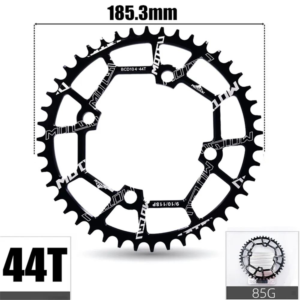 MOTSUV круглый 104BCD 40/42/44/46/48/50/52T горный велосипед Звездочка MTB велосипед диаметра окружности болтов(Алюминий узкая широкая цепь из колец цепь BCD 104 мм - Цвет: Round 44T Black