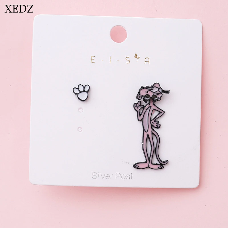 XEDZ New Butterfly UFO Rocket Planet Unicorn Pink Naughty Leopard Chain Irregular Earring Fashion Cute Animal Earring Girlfriend - Окраска металла: Style8