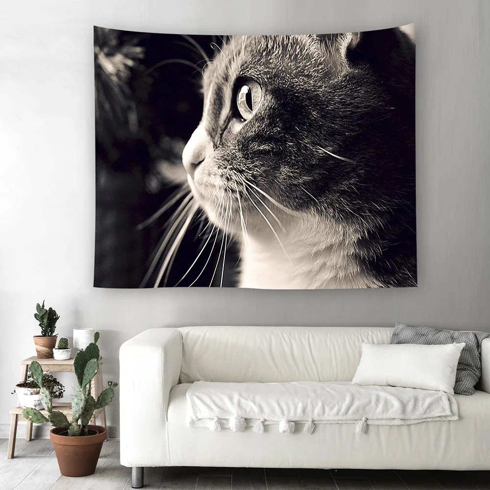 

Modern Style Cute Cat Pattern Wall Tapestry Wall Hanging Beach Blanket Camping Hippie Tapestry Home Decorative Bohemia Yoga Mat