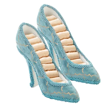 

2x Fashion 3D High Heel Jewelry Display Frame Stand Holder Blue Rings Boxes