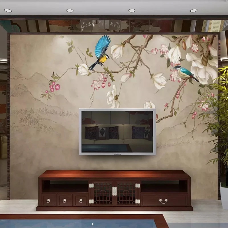 Custom-Photo-Wallpaper-Mural-Flower-Bird-Magnolia-Living-Room-TV-Background-Wall-Painting-Papel-De-Parede (2)