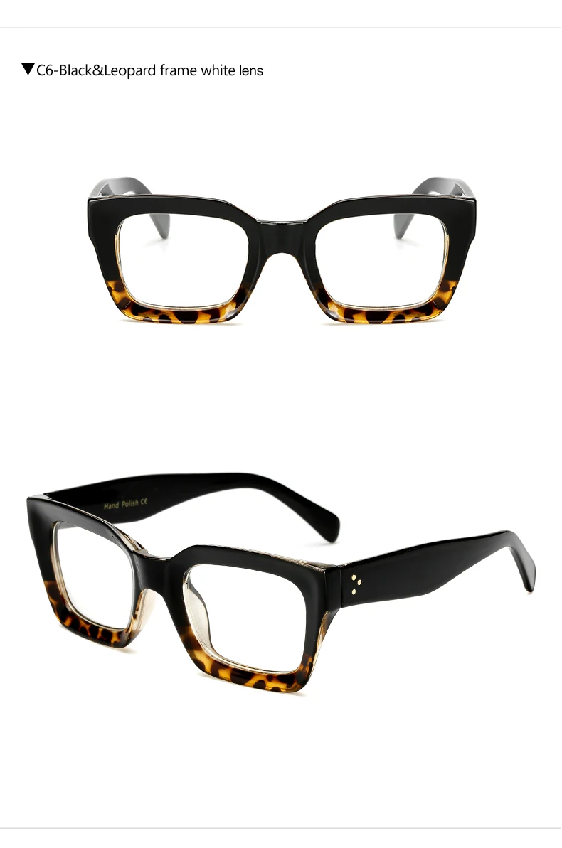 Очки кошачий глаз оправа большая оправа оптические очки женские очки для чтения брендовая дизайнерская оправа для очков леопардовые женские очки - Цвет оправы: Black Leopard White