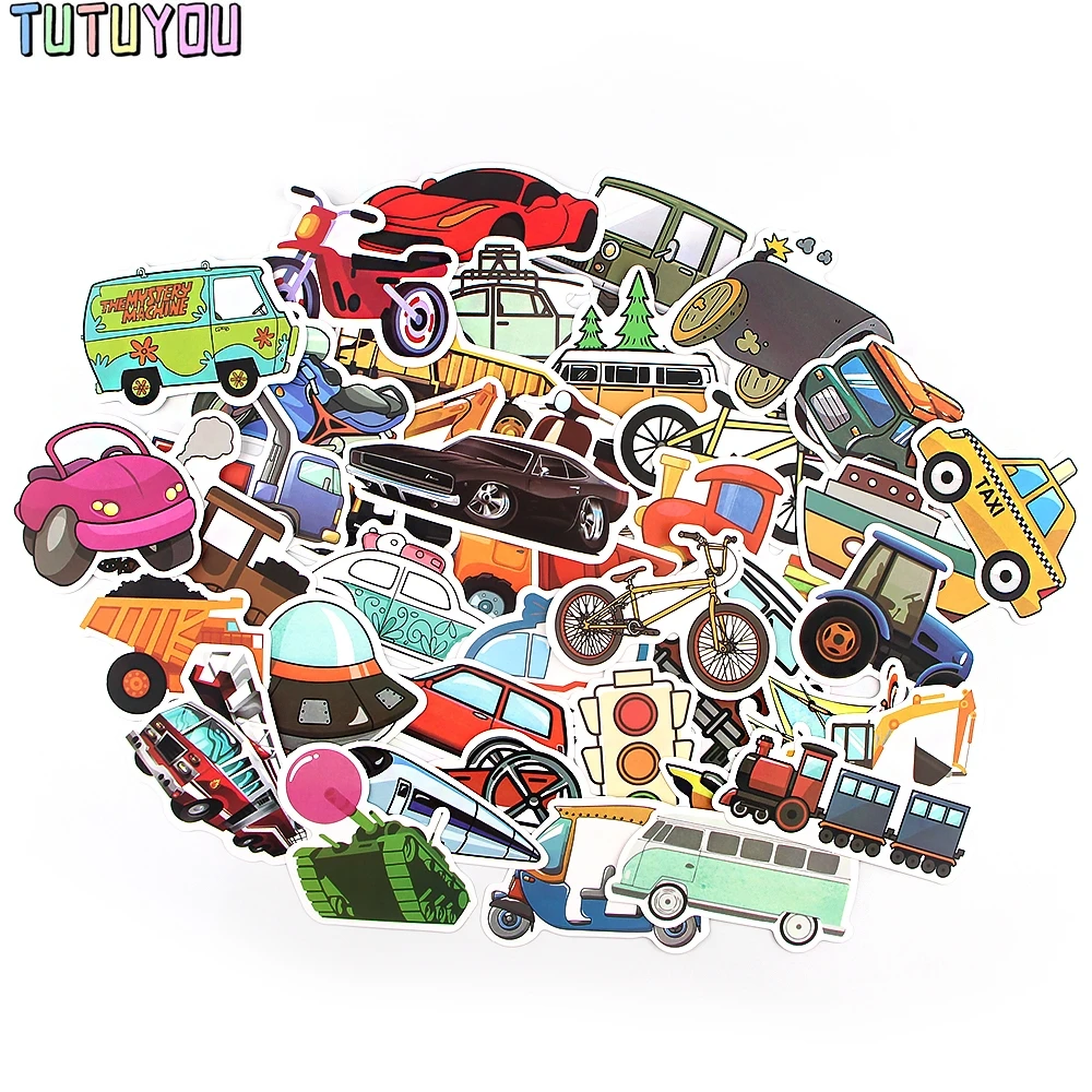 

PC1739 40pcs/set Transportation Creative Badges Stickers DIY Decorative Stickers Cartoon Style For Notebook Phone Case Stickers