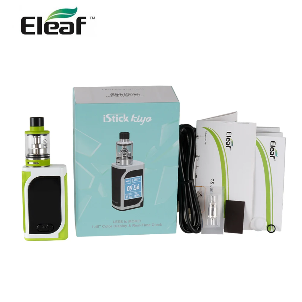 100% оригинальный выход 50 Вт Eleaf iStick Kiya Kit GS Juni с атомайзером емкостью 2 мл E liquid