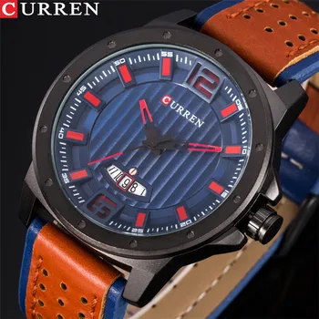 

CURREN New Fashion Design Casual Quartz Men Watches Leather Strap Male Clock Display Date Black Wrist Watch Montre Homme