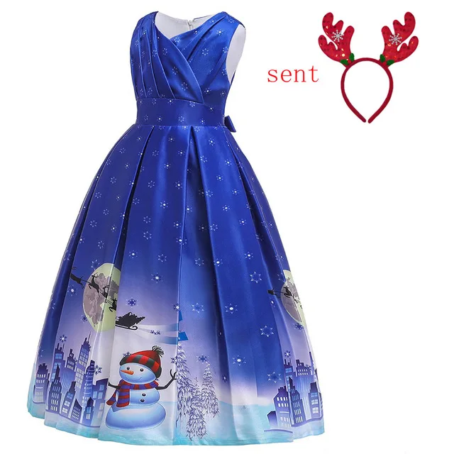 Зимнее рождественское платье для девочек; вечерние платья Детские платья для девочек,новогодний костюм для девочки;карнавальные костюмы для девочек;детские платья;платье принцессы детская одежда 4, 10,12,13,14 лет - Цвет: Blue