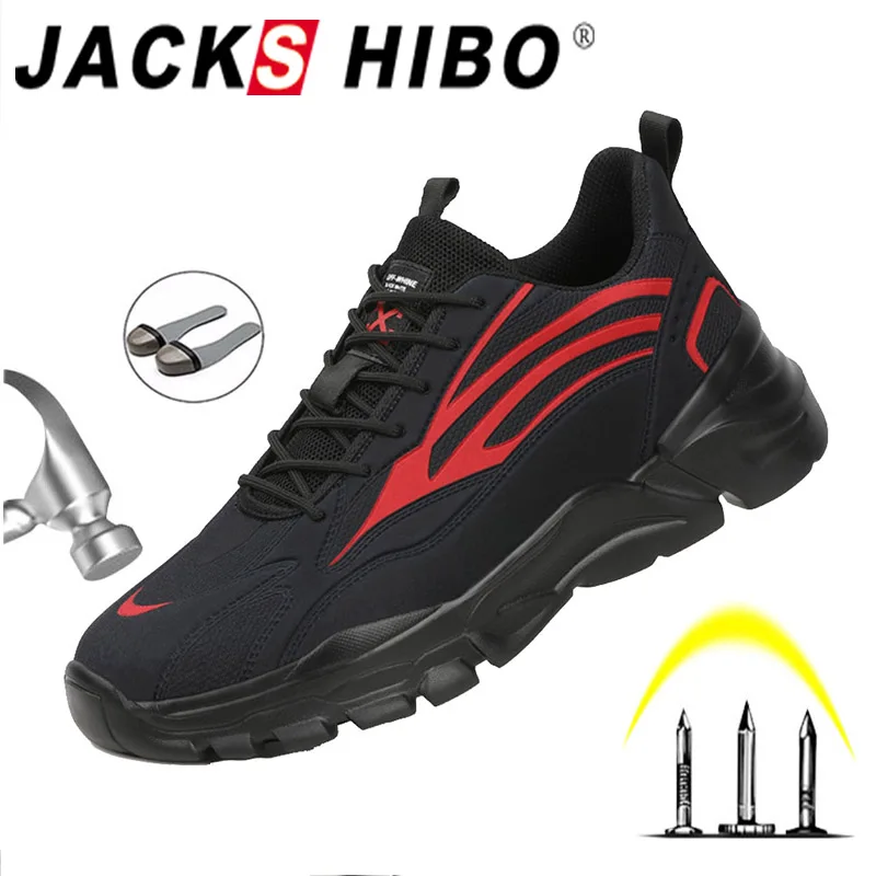

JACKSHIBO Safety Work Shoes For Men Boots Work Anti-Smashing Steel Toe Shoes Construction Safety Work Boots Security shoes Men
