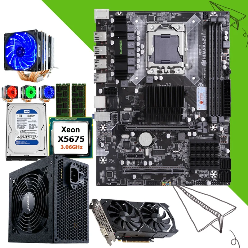 #Special Offers Discount HUANANZHI X58 Motherboard set CPU Xeon X5675 3.06GHz with cooler RAM 16G(2*8G) RECC 1TB HDD 500W PSU GPU GTX1050Ti 4GD5 #Special Offers Discount HUANANZHI X58 Motherboard set CPU Xeon X5675 3.06GHz with cooler RAM 16G(2*8G) RECC 1TB HDD 500W PSU GPU GTX1050Ti 4GD5