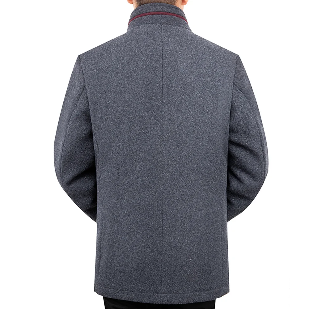 Winter Woolen coat M-4XL Plus Size Men's Stand collar Solid Warm Autumn Overcoat Man Business Casual Medium-Long Jacket