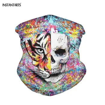 

INSTANTARTS Flower Skull Pattern Headscarf Outdoor Dustproof Seamless Face Masks Neck Scarves Cycling Hiking Scarf Balaclava
