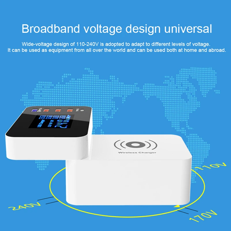 Быстрая зарядка 3,0 быстрое зарядное устройство Смарт usb type C зарядная станция Qi Беспроводное зарядное устройство светодиодный дисплей настольный Сетевой адаптер питания USB зарядное устройство