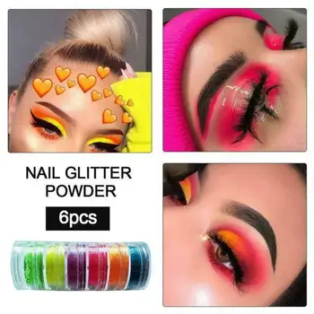 

6 colors Mix/set Neon Loose Powder Glitter Eye Shadow Pallete Long-Lasting Waterproof Soft Shimmer EyeShadow Eye Makeup Cosmetic