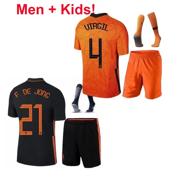 Camisetas DE Países Bajos para niños y hombres, kit DE ropa infantil, 2020, DE JONG, traingspak, Voetbal, Tenues, Chandal, VIRGIL Ligt, 2021