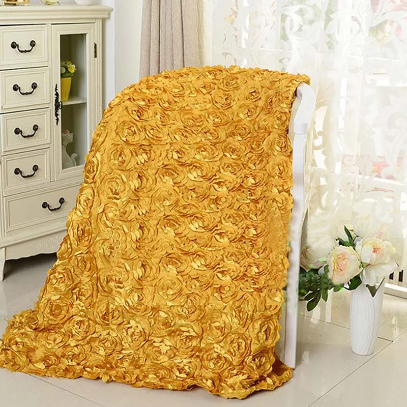 10 метров атласная ткань 3D Роза цветы проходу бегун Свадьба Декор ковры шторы для Свадебные Вечерние Декорации - Цвет: gold