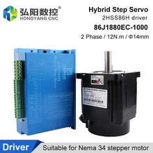 

JMC 2HSS86H Hybrid Servo Drive 60V-80VAC 6A NEMA34 2-Phase Closed Loop Motor 86J1880EC Torque 4.5NM, CNC Controller Kit