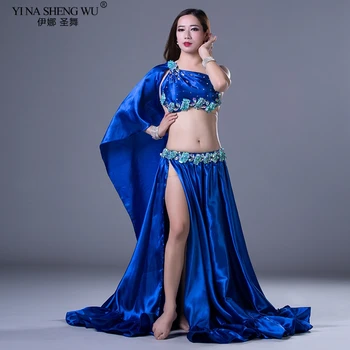 

New Belly Dance Costume Set Dresses Sexy Bra+Skirt+Belt Hand Beads Oriental Dance Stage Performance Suits Outfits Show Clothes
