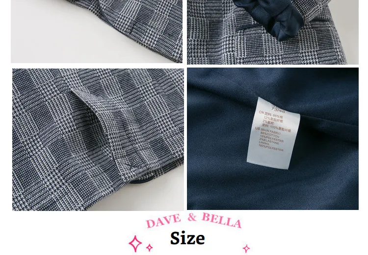 DB11482 dave bella autumn baby boy plaid coat children fashion outerwear kids coat