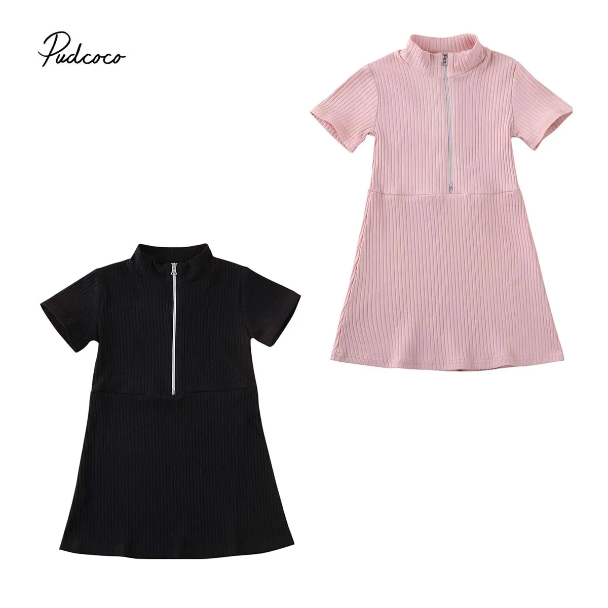2020 Baby Summer Clothing Toddler Kid Girl Short Sleeve Cotton Dress Party Holiday Outfit Set Ribbed Solid Tennis Clothes | Детская