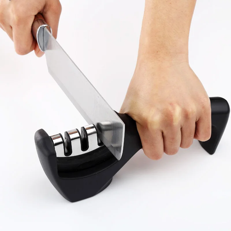 3 Stages High Quality Knife Sharpener Diamond Ceramic Rod Sharpener Sharpening Tool Stainless Steel Blade With Non-slip Base Hot