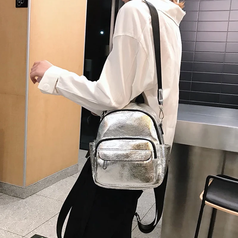 ABZC-Женский Рюкзак Повседневная универсальная сумка через плечо корейский рюкзак для путешествий сумка для колледжа Корейская Сумочка серебряная