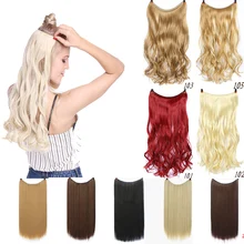 Женский Lupu Hairline Наращивание волос 2" Невидимый шелк Высокая температура волокно зажим-невидимка прямые волны синтетический парик