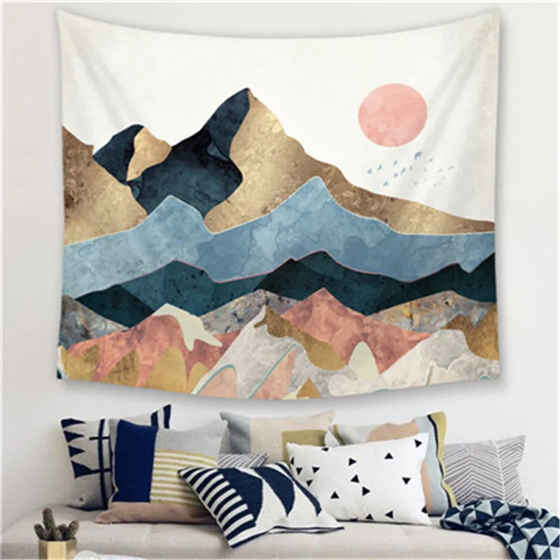 

Decorative Bohemian Mountain Sun Print Tapestry Hippie Mandala Wall Hanging Background Decor Sofa Cover Yoga Mat Home Decor