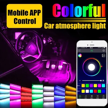 

Car Foot Ambient Light With USB Cigarette Lighter Music Control App Automotive Interior Decorative atmosphere Lights