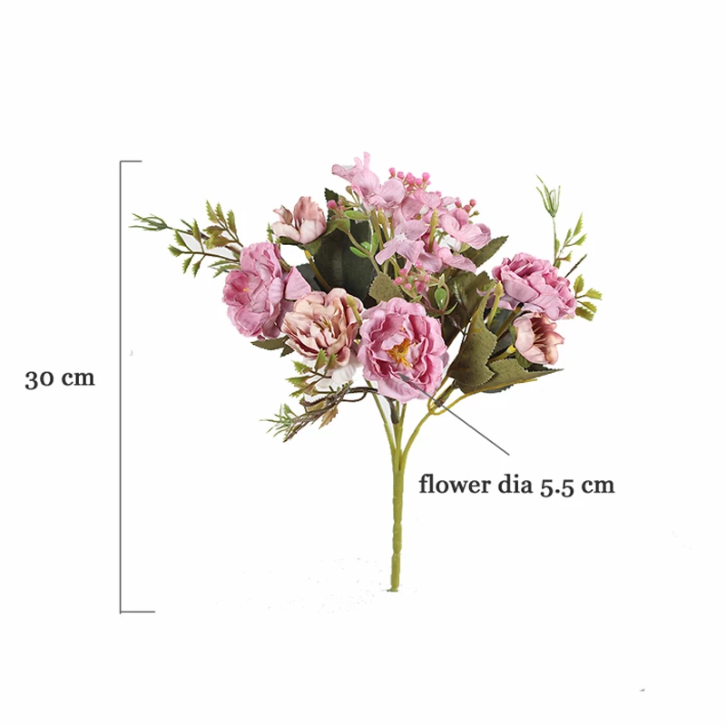 Пион DIY вечерние украшения Винтажные шелковые искусственные цветы маленькая Роза Свадебные фальшивые цветы праздничные принадлежности, домашний декор букет