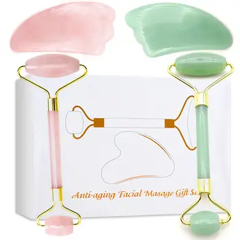 

Jade Roller Slimming Face Lifting Tool Natural Facial Gua Sha Stone Skin Guasha Massage Crystal Anti-aging Wrinkle Remover Box